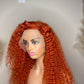 Orange Transparent lace wig  150% density